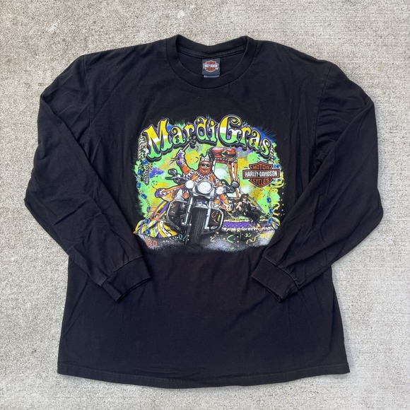 Harley Davidson Mardi Gras Long Sleeve Biker Motorcycle Streetwear Y2K Size XL - Picture 1 of 5